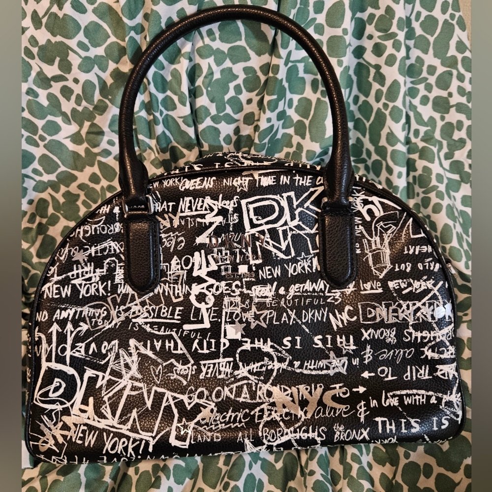 Large DKNY Graffiti Tote With Detachable Leather Shoulder Strap